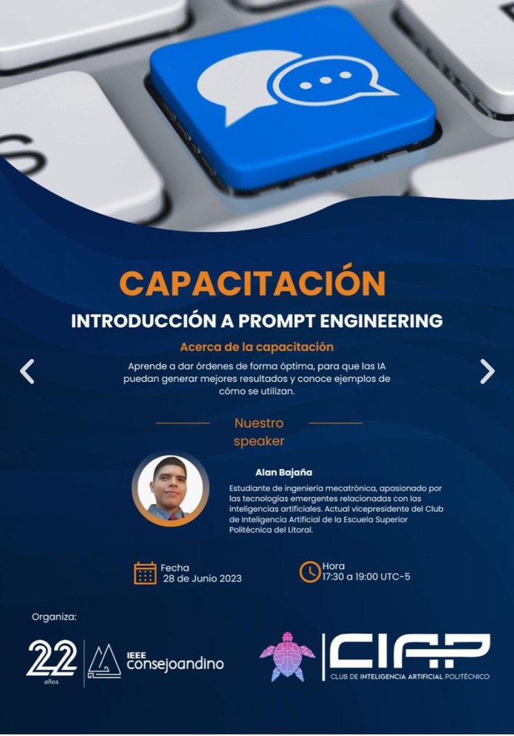 Afiche de la capacitación Introducción a Prompt Engineering